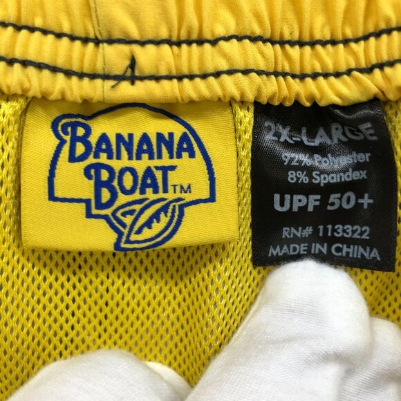 Banana Boat Swim Trunks Mens 2XL UPF 50 Gray Palm Print Tropical Hawaiian - Picture 9 of 12